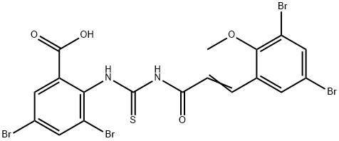 3,5-DIBROMO-2-[[[[3-(3,5-DIBROMO-2-METHOXYPHENYL)-1-OXO-2-PROPENYL]AMINO]THIOXOMETHYL]AMINO]-BENZOIC ACID Structure