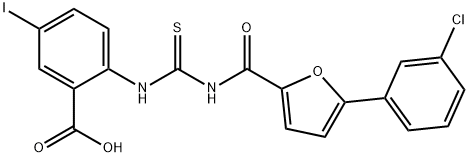 2-[[[[[5-(3-CHLOROPHENYL)-2-FURANYL]CARBONYL]AMINO]THIOXOMETHYL]AMINO]-5-IODO-BENZOIC ACID Structure