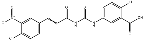 2-CHLORO-5-[[[[3-(4-CHLORO-3-NITROPHENYL)-1-OXO-2-PROPENYL]AMINO]THIOXOMETHYL]AMINO]-BENZOIC ACID Structure