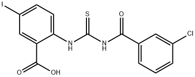 2-[[[(3-CHLOROBENZOYL)AMINO]THIOXOMETHYL]AMINO]-5-IODO-BENZOIC ACID Structure