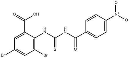 3,5-디브로모-2-[[[(4-니트로벤졸)아미노]티옥소메틸]아미노]-벤조산 구조식 이미지