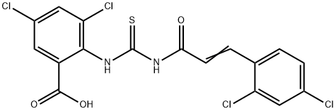 3,5-DICHLORO-2-[[[[3-(2,4-DICHLOROPHENYL)-1-OXO-2-PROPENYL]AMINO]THIOXOMETHYL]AMINO]-BENZOIC ACID Structure
