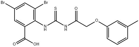 3,5-DIBROMO-2-[[[[(3-METHYLPHENOXY)ACETYL]AMINO]THIOXOMETHYL]AMINO]-BENZOIC ACID Structure