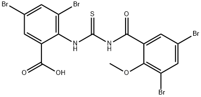 3,5-DIBROMO-2-[[[(3,5-DIBROMO-2-METHOXYBENZOYL)AMINO]THIOXOMETHYL]AMINO]-BENZOIC ACID Structure