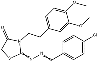 4-Chlorobenzaldehyde [3-[2-(3,4-dimethoxyphenyl)ethyl]-4-oxothiazolidin-2-ylidene]hydrazone 구조식 이미지