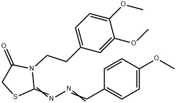 4-Methoxybenzaldehyde [3-[2-(3,4-dimethoxyphenyl)ethyl]-4-oxothiazolidin-2-ylidene]hydrazone 구조식 이미지