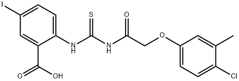 2-[[[[(4-CHLORO-3-METHYLPHENOXY)ACETYL]AMINO]THIOXOMETHYL]AMINO]-5-IODO-BENZOIC ACID Structure