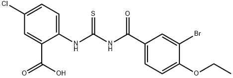 2-[[[(3-BROMO-4-ETHOXYBENZOYL)AMINO]THIOXOMETHYL]AMINO]-5-CHLORO-BENZOIC ACID Structure