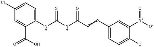 5-CHLORO-2-[[[[3-(4-CHLORO-3-NITROPHENYL)-1-OXO-2-PROPENYL]AMINO]THIOXOMETHYL]AMINO]-BENZOIC ACID 구조식 이미지