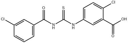 2-CHLORO-5-[[[(3-CHLOROBENZOYL)AMINO]THIOXOMETHYL]AMINO]-BENZOIC ACID Structure