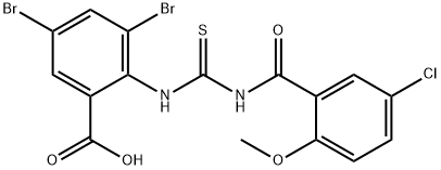 3,5-DIBROMO-2-[[[(5-CHLORO-2-METHOXYBENZOYL)AMINO]THIOXOMETHYL]AMINO]-BENZOIC ACID Structure