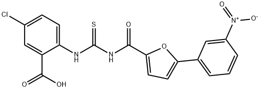 5-CHLORO-2-[[[[[5-(3-NITROPHENYL)-2-FURANYL]CARBONYL]AMINO]THIOXOMETHYL]AMINO]-BENZOIC ACID Structure