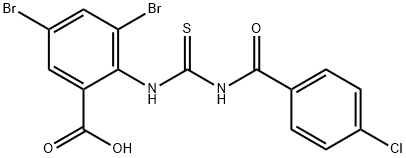 3,5-DIBROMO-2-[[[(4-CHLOROBENZOYL)AMINO]THIOXOMETHYL]AMINO]-BENZOIC ACID Structure