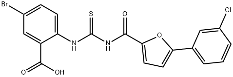 5-BROMO-2-[[[[[5-(3-CHLOROPHENYL)-2-FURANYL]CARBONYL]AMINO]THIOXOMETHYL]AMINO]-BENZOIC ACID 구조식 이미지