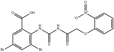 3,5-DIBROMO-2-[[[[(2-NITROPHENOXY)ACETYL]AMINO]THIOXOMETHYL]AMINO]-BENZOIC ACID Structure