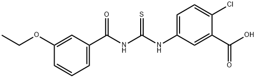 2-클로로-5-[[[(3-ETHOXYBENZOYL)AMINO]THIOXOMETHYL]아미노]-벤조산 구조식 이미지