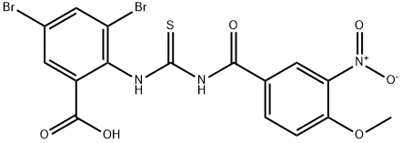 3,5-디브로모-2-[[[(4-메톡시-3-니트로벤졸)아미노]티옥소메틸]아미노]-벤조산 구조식 이미지