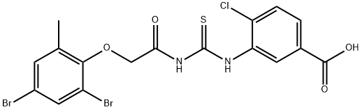 4-클로로-3-[[[[(2,4-DIBROMO-6-METHYLPHENOXY)ACETYL]AMINO]THIOXOMETHYL]AMINO]-BENZOICACID 구조식 이미지