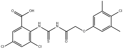 3,5-DICHLORO-2-[[[[(4-CHLORO-3,5-DIMETHYLPHENOXY)ACETYL]AMINO]THIOXOMETHYL]아미노]-벤조산 구조식 이미지