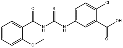 2-CHLORO-5-[[[(2-METHOXYBENZOYL)AMINO]THIOXOMETHYL]AMINO]-BENZOIC ACID Structure