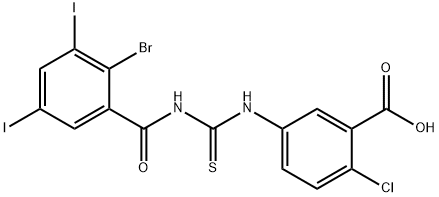 5-[[[(2-BROMO-3,5-DIIODOBENZOYL)AMINO]THIOXOMETHYL]AMINO]-2-CHLORO-BENZOIC ACID Structure