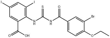 2-[[[(3-BROMO-4-ETHOXYBENZOYL)AMINO]THIOXOMETHYL]AMINO]-3,5-DIIODO-BENZOIC ACID Structure