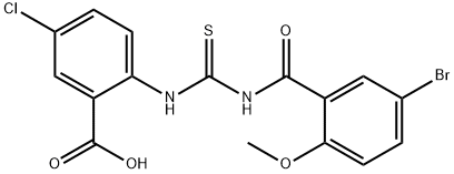 2-[[[(5-BROMO-2-METHOXYBENZOYL)AMINO]THIOXOMETHYL]AMINO]-5-CHLORO-BENZOIC ACID Structure