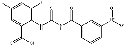 3,5-DIIODO-2-[[[(3-NITROBENZOYL)AMINO]THIOXOMETHYL]아미노]-벤조산 구조식 이미지