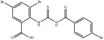 3,5-DIBROMO-2-[[[(4-BROMOBENZOYL)AMINO]THIOXOMETHYL]아미노]-벤조산 구조식 이미지