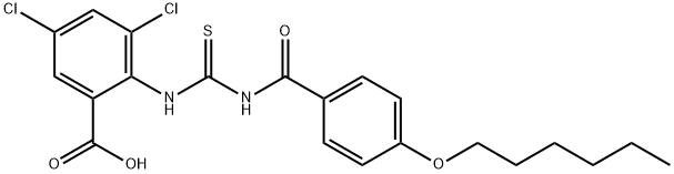 3,5-DICHLORO-2-[[[[4-(HEXYLOXY)BENZOYL]AMINO]THIOXOMETHYL]AMINO]-BENZOIC ACID Structure