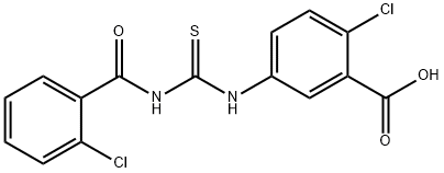 2-CHLORO-5-[[[(2-CHLOROBENZOYL)AMINO]THIOXOMETHYL]AMINO]-BENZOIC ACID Structure