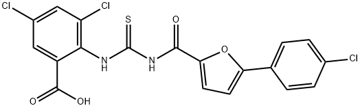 3,5-DICHLORO-2-[[[[[5-(4-CHLOROPHENYL)-2-FURANYL]CARBONYL]AMINO]THIOXOMETHYL]AMINO]-BENZOIC ACID Structure