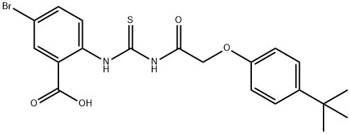 5-BROMO-2-[[[[[4-(1,1-DIMETHYLETHYL)PHENOXY]ACETYL]AMINO]THIOXOMETHYL]AMINO]-BENZOIC ACID Structure