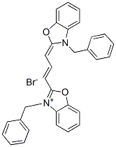 3-benzyl-2-[3-[3-benzyl-3H-benzoxazol-2-ylidene]prop-1-enyl]benzoxazolium bromide 구조식 이미지