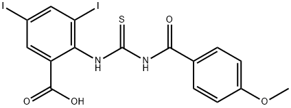 3,5-DIIODO-2-[[[(4-METHOXYBENZOYL)AMINO]THIOXOMETHYL]아미노]-벤조산 구조식 이미지