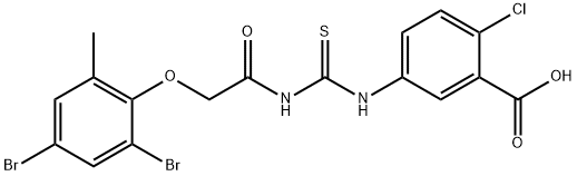 2-CHLORO-5-[[[[(2,4-DIBROMO-6-METHYLPHENOXY)ACETYL]AMINO]THIOXOMETHYL]AMINO]-BENZOIC ACID Structure