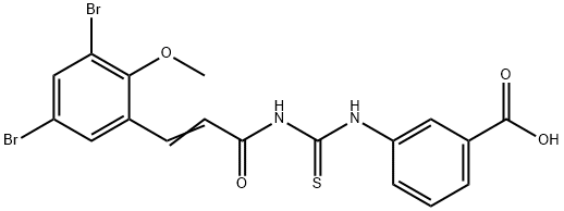 3-[[[[3-(3,5-DIBROMO-2-METHOXYPHENYL)-1-OXO-2-PROPENYL]AMINO]THIOXOMETHYL]AMINO]-BENZOIC ACID Structure