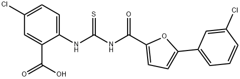 5-CHLORO-2-[[[[[5-(3-CHLOROPHENYL)-2-FURANYL]CARBONYL]AMINO]THIOXOMETHYL]AMINO]-BENZOIC ACID Structure