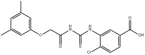 4-CHLORO-3-[[[[(3,5-DIMETHYLPHENOXY)ACETYL]AMINO]THIOXOMETHYL]AMINO]-BENZOIC ACID Structure