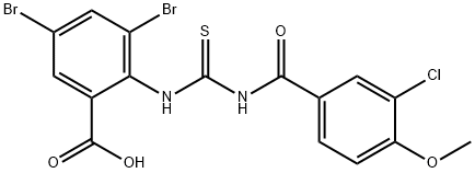 3,5-DIBROMO-2-[[[(3-CHLORO-4-METHOXYBENZOYL)AMINO]THIOXOMETHYL]AMINO]-BENZOIC ACID Structure