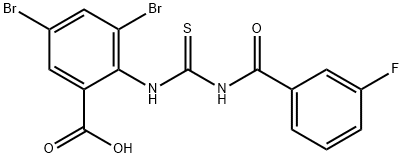 3,5-DIBROMO-2-[[[(3-FLUOROBENZOYL)AMINO]THIOXOMETHYL]AMINO]-BENZOIC ACID 구조식 이미지