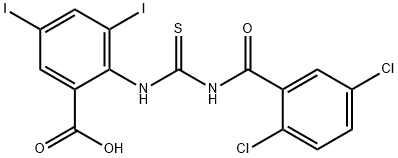 2-[[[(2,5-DICHLOROBENZOYL)AMINO]THIOXOMETHYL]AMINO]-3,5-DIIODO-BENZOIC ACID Structure