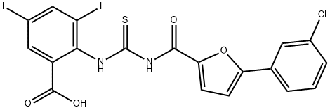 2-[[[[[5-(3-CHLOROPHENYL)-2-FURANYL]CARBONYL]AMINO]THIOXOMETHYL]AMINO]-3,5-DIIODO-BENZOIC ACID Structure