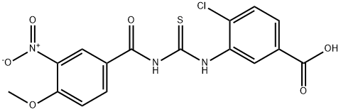 4-CHLORO-3-[[[(4-METHOXY-3-NITROBENZOYL)AMINO]THIOXOMETHYL]AMINO]-벤조산 구조식 이미지