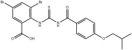 3,5-DIBROMO-2-[[[[4-(2-METHYLPROPOXY)BENZOYL]AMINO]THIOXOMETHYL]AMINO]-BENZOIC ACID Structure