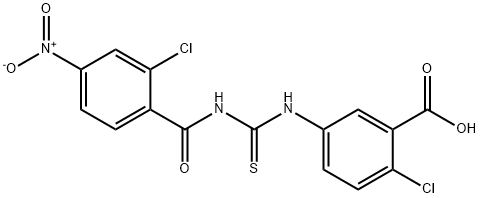 2-클로로-5-[[[(2-클로로-4-니트로벤조일)아미노]THIOXOMETHYL]아미노]-벤조익산 구조식 이미지