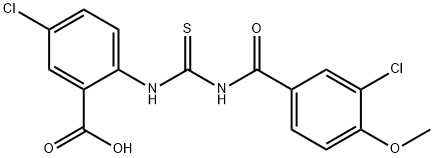 5-클로로-2-[[[(3-클로로-4-METHOXYBENZOYL)AMINO]THIOXOMETHYL]아미노]-벤조산 구조식 이미지