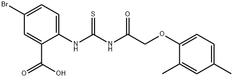 5-BROMO-2-[[[[(2,4-DIMETHYLPHENOXY)ACETYL]AMINO]THIOXOMETHYL]AMINO]-BENZOIC ACID Structure