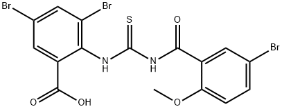 3,5-DIBROMO-2-[[[(5-BROMO-2-METHOXYBENZOYL)AMINO]THIOXOMETHYL]AMINO]-BENZOIC ACID Structure