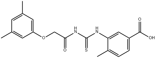 3-[[[[(3,5-DIMETHYLPHENOXY)ACETYL]AMINO]THIOXOMETHYL]AMINO]-4-METHYL-BENZOIC ACID Structure